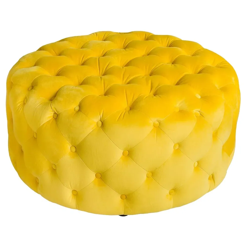 Wyandotte Round Fabric Pouffe - Yellow image