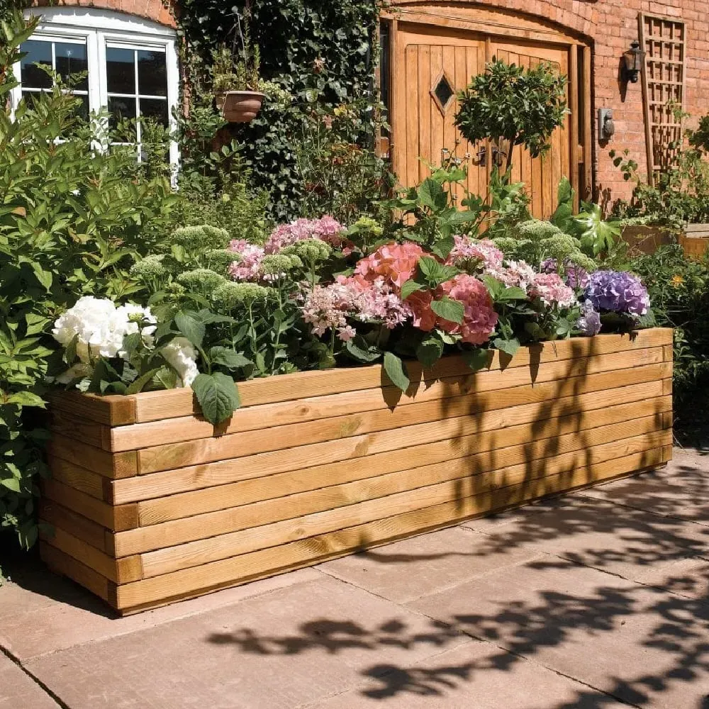 Wymondham Rectangular Garden Planter - Natural, Wood image