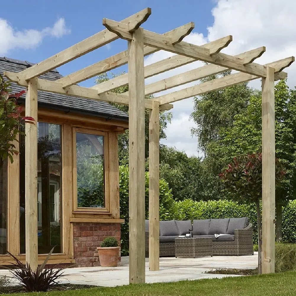 Wymondham Wooden Pergola - Natural