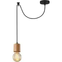 Xanthos Metal Ceiling Light - Black, Oak alternate view