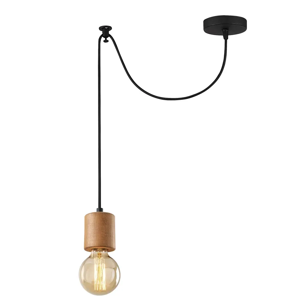 Xanthos Metal Ceiling Light - Black, Oak product