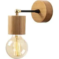 Xanthos Wooden Wall Light - Black, Oak alternate view