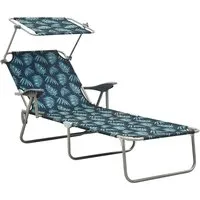 Xavien Outdoor Sun Lounger with Canopy - Turquoise, Steel alternate view