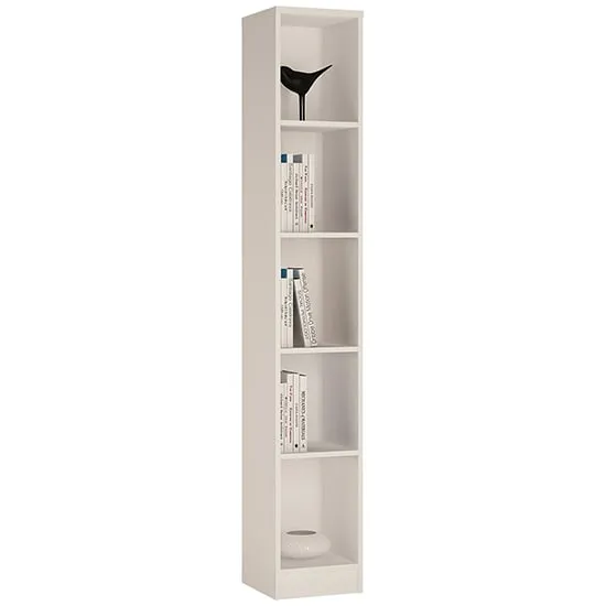 Xeka Narrow Bookcase with 5 Shelves - Pearl White, Wood image