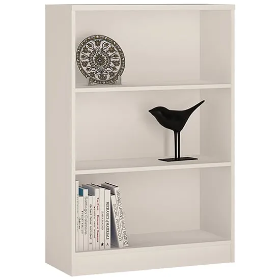 Xeka Wide Bookcase with 3 Shelves - Pearl White, Wood