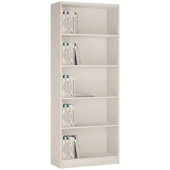 Xeka Wide Bookcase with 5 Shelves - Pearl White, Wood