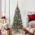 Xenia 210cm Artificial Christmas Tree with LED String and Baubles - Green