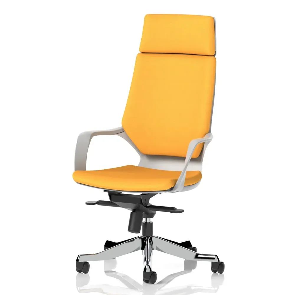 Xenia High Back Office Chair with Arms - Senna Yellow, Fabric