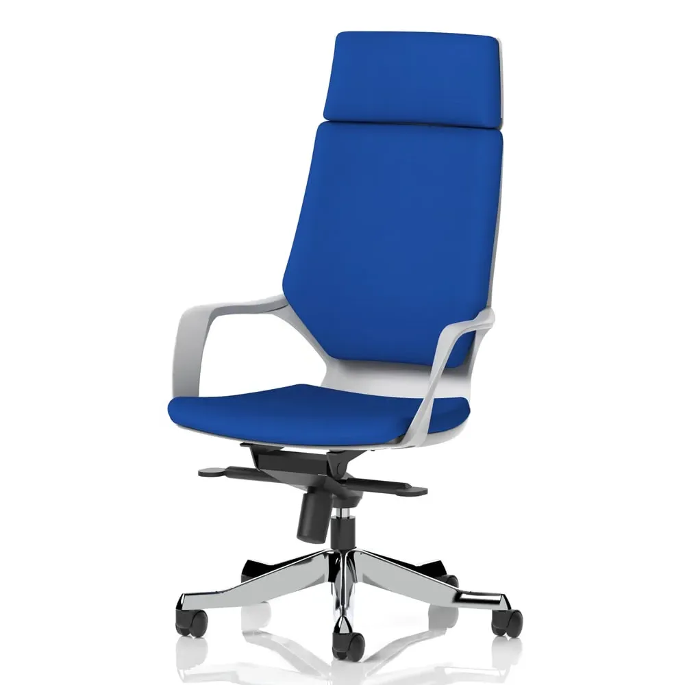 Xenia High Back Office Chair with Arms - Stevia Blue, Fabric