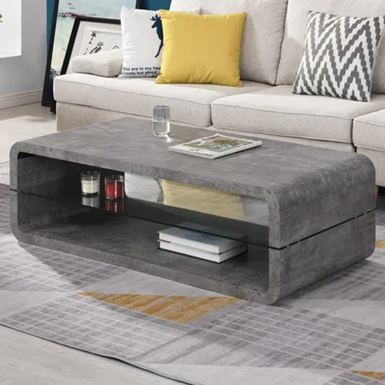 Xono Coffee Table with Shelf - Concrete Effect