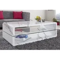Xono Coffee Table with Shelf - Diva Marble Effect
