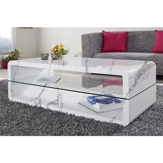 Xono Coffee Table with Shelf - Diva Marble Effect image