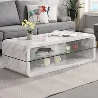 Xono Coffee Table with Shelf - Magnesia Marble Effect
