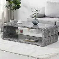 Xono Coffee Table with Shelf - Melange Marble Effect
