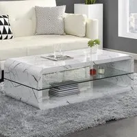 Xono Coffee Table with Shelf - Vida Marble Effect