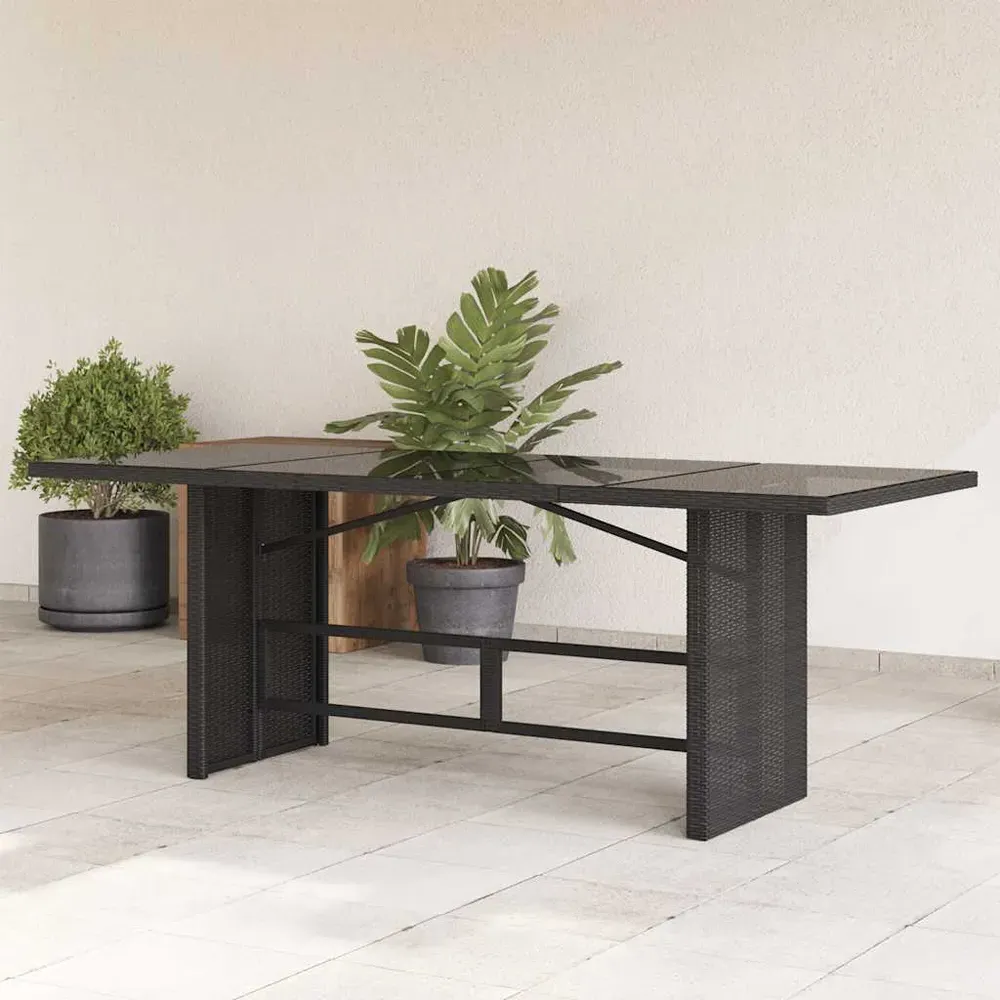 Xorell Glass Top Dining Table with Poly Rattan Base - Black product