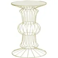 Xuange Round Side Table - White, Mirrored Glass