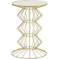Xuange Round Side Table - White, Mirrored Glass