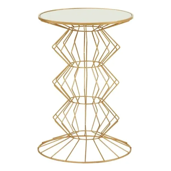 Xuange Round Side Table - White, Mirrored Glass