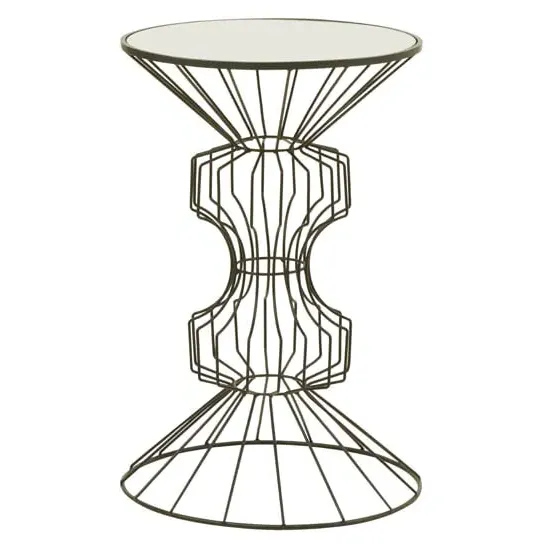 Xuange Round Side Table - White, Mirrored Glass