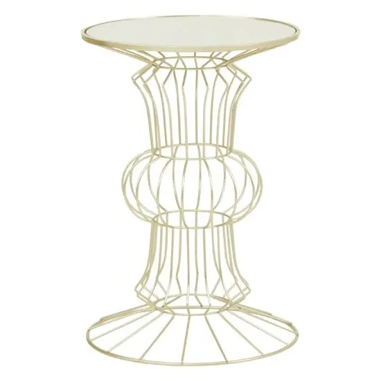 Xuange Round Side Table - White, Mirrored Glass image
