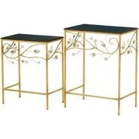 Xuange Set of 2 Side Tables - Black, Gold Metal