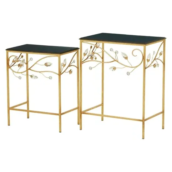 Xuange Set of 2 Side Tables - Black, Gold Metal image