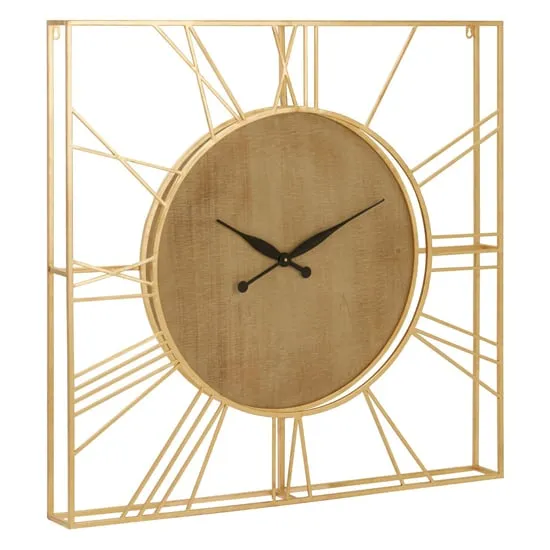 Xuange Square Wall Clock - Gold, MDF