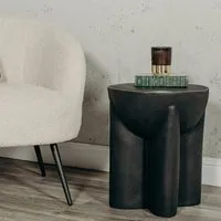 Xyaire Round Lamp Table - Black, Wood