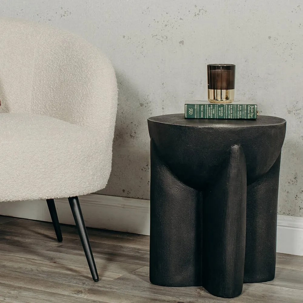 Xyaire Round Lamp Table - Black, Wood image