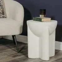 Xyaire Round Lamp Table - White, Wood