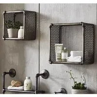Yates Square Wall Shelves Set of 2 - Anthracite, Metal