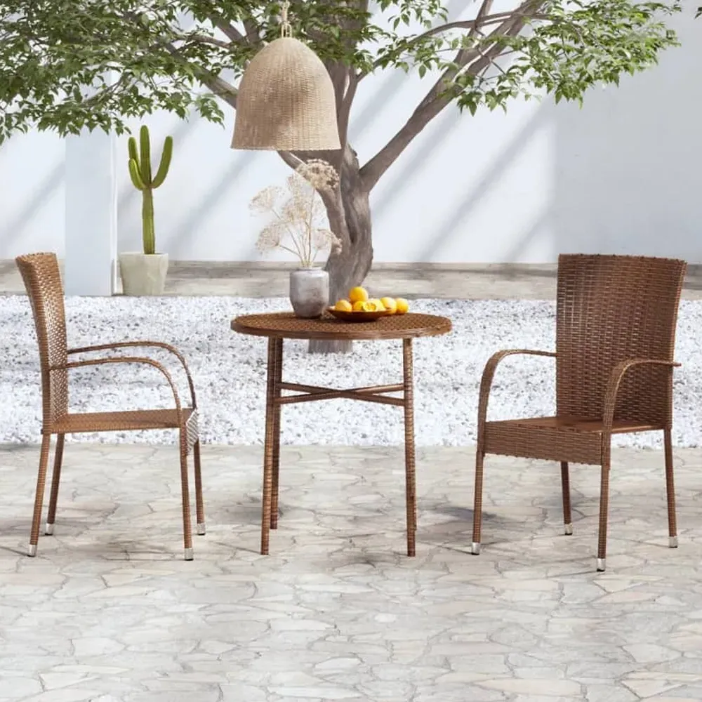 Yaviso 3-Piece Outdoor Dining Set - Brown, PE Rattan product