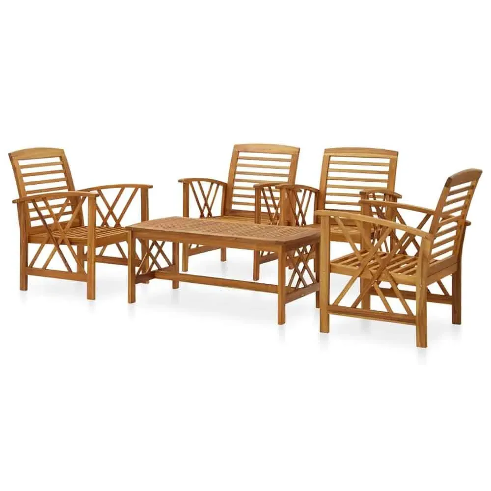 Yerivo 5-Piece Garden Lounge Set with 4 Armchairs - Brown, Acacia Wood product