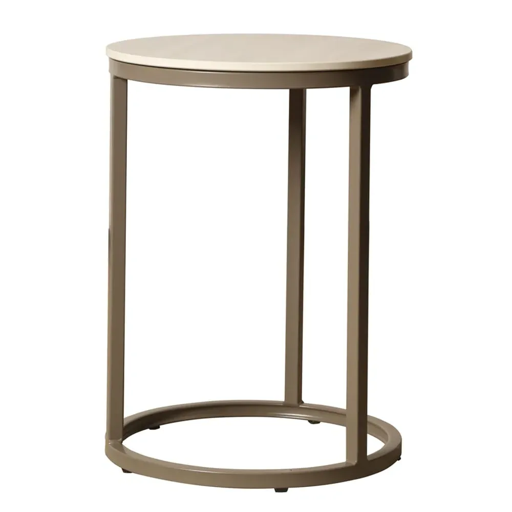 Yetis Round End Table - Matt Latte, Ceramic