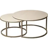 Yetis Round Nesting Coffee Tables - Matt Latte, Ceramic