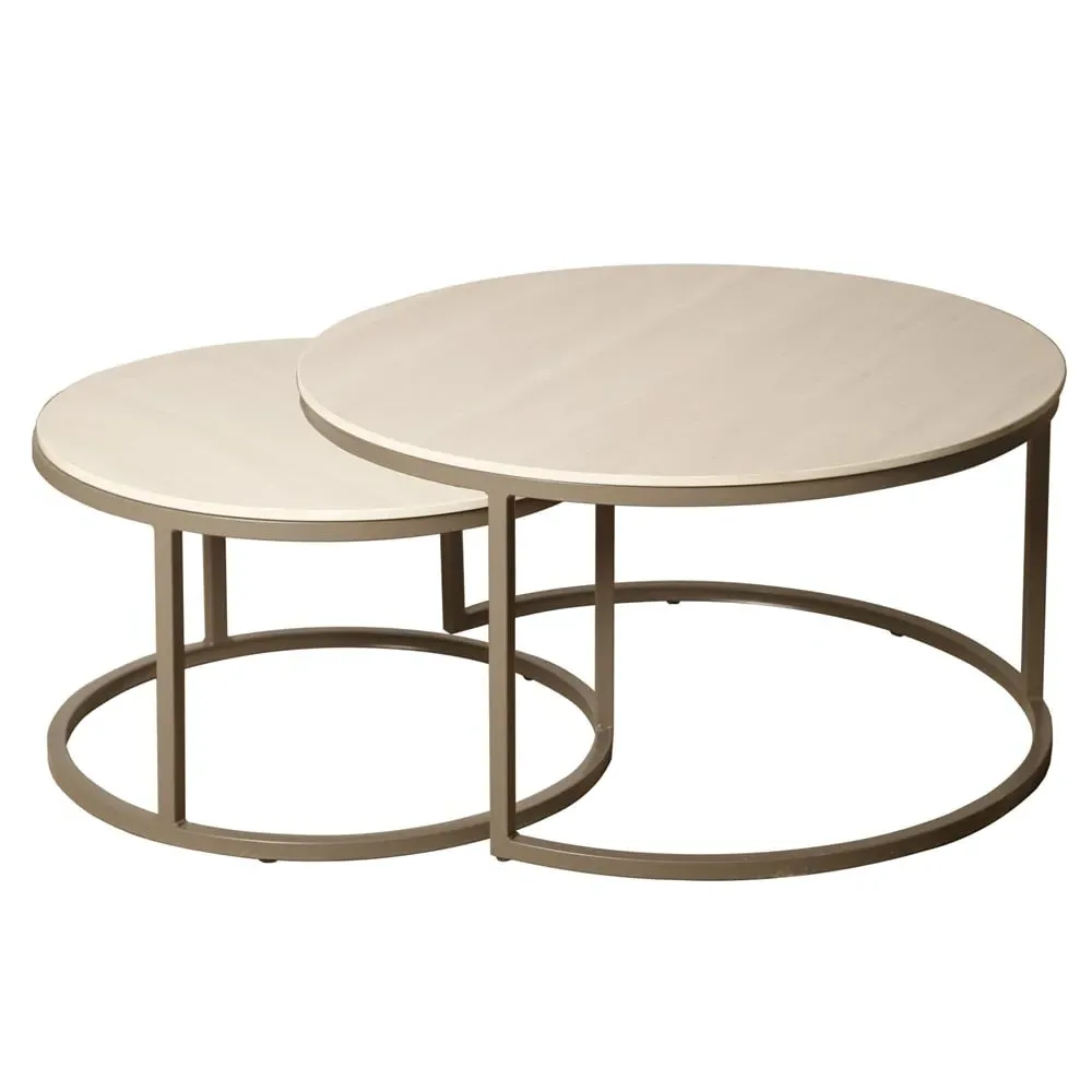 Yetis Round Nesting Coffee Tables - Matt Latte, Ceramic image
