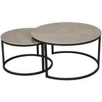 Yetis Round Nesting Coffee Tables - Ruibei Grey, Ceramic