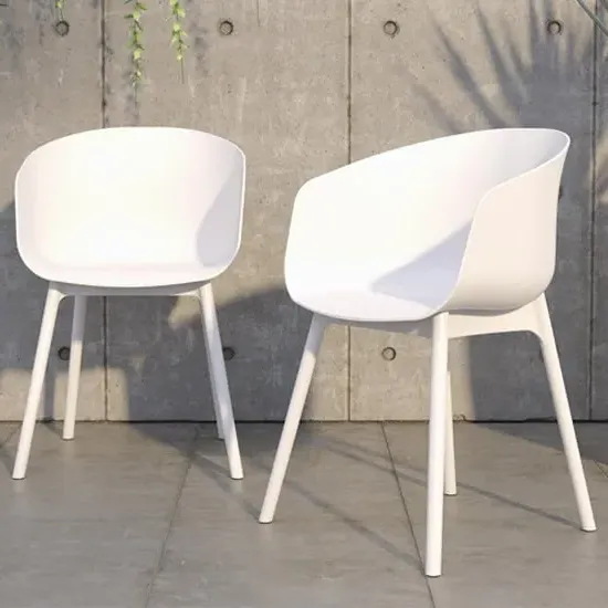 York Outdoor Dining Chairs Pair - White, Resin product