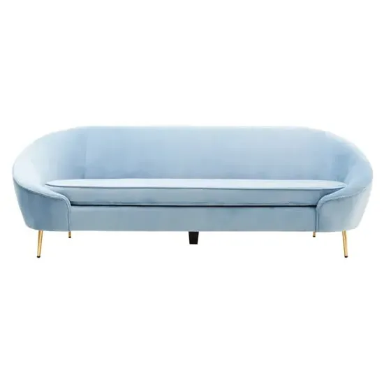 York Velvet 3-Seater Sofa - Aqua Blue