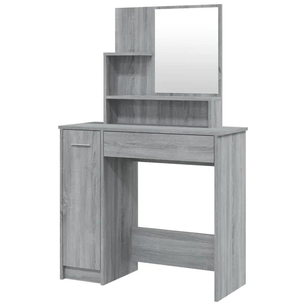 Ypsilanti Dressing Table with Mirror - Grey Sonoma, Engineered Wood product