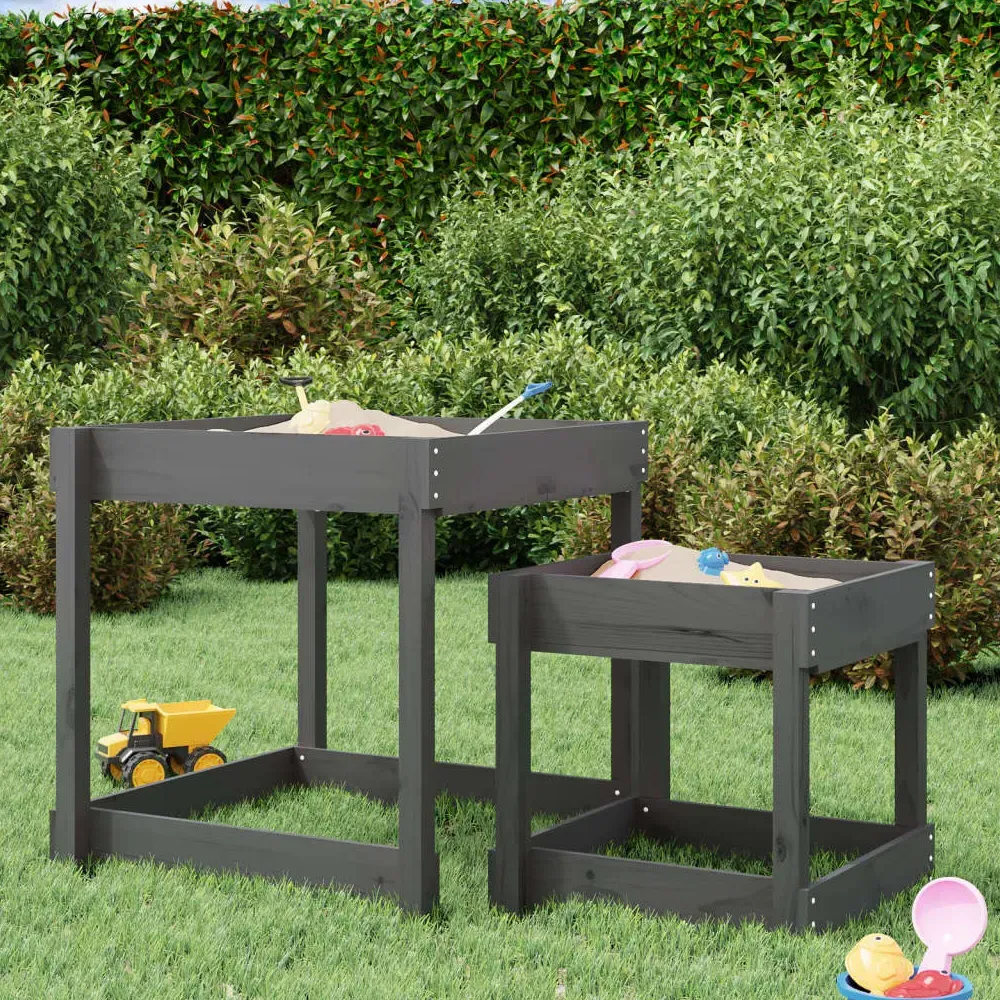 Ypsilanti Set of 2 Sand Tables - Grey, Solid Pine product