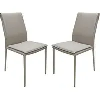 Yrone Dining Chairs Set of 2 - Mocha, PU Leather