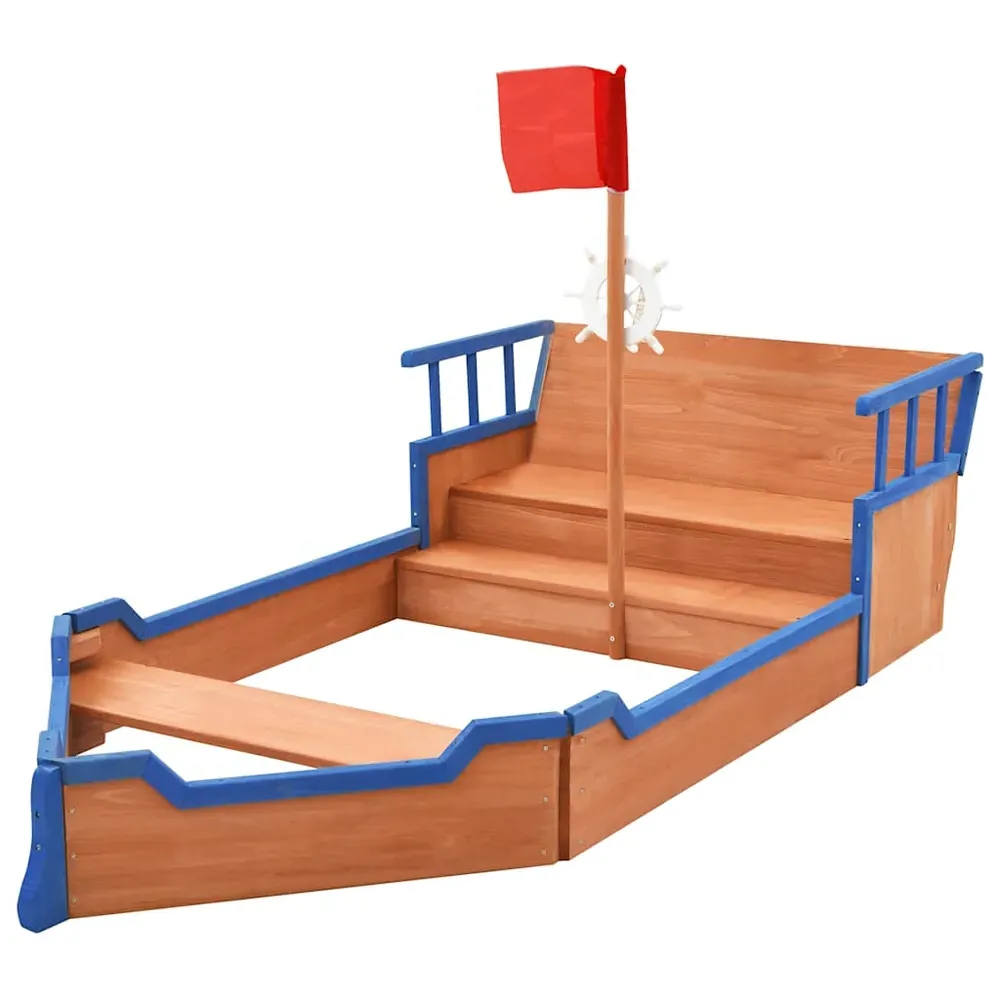 Yucaipa Pirate Ship Sandbox - Natural, Blue, Firwood product