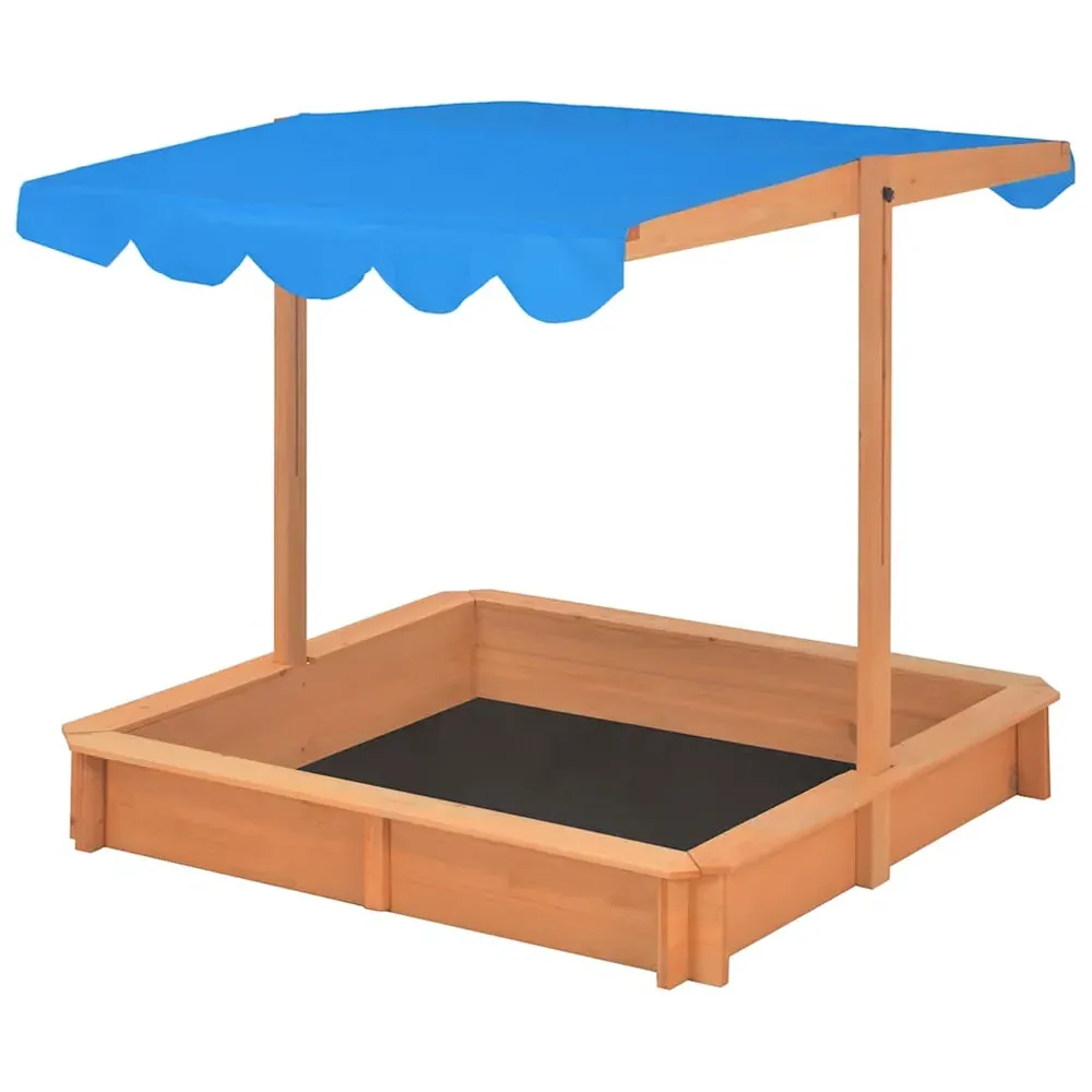 Yucaipa Wooden Sandbox with Adjustable Roof - Natural, Blue product