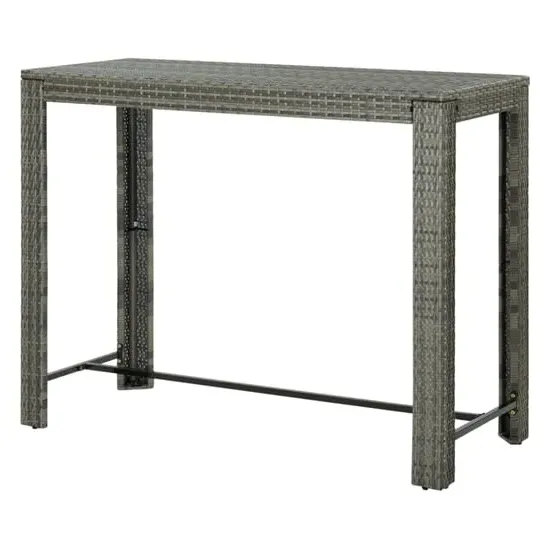 Yuna Garden Bar Table - Grey, Poly Rattan
