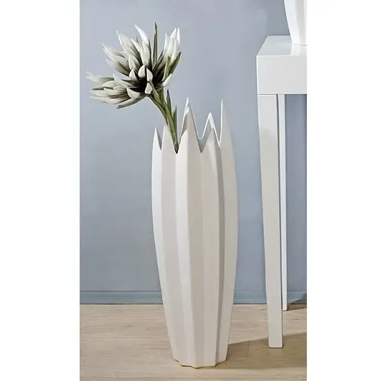 Zack Floor Vase - Matt White, Ceramic