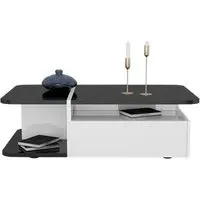 Zaire Storage Coffee Table with Drawer - Black, White