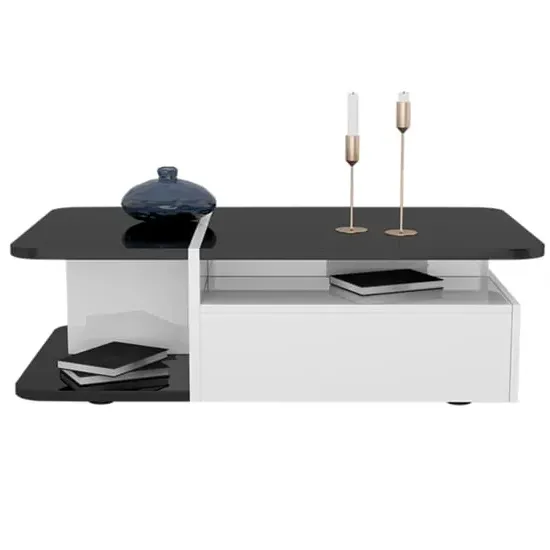 Zaire Storage Coffee Table with Drawer - Black, White image