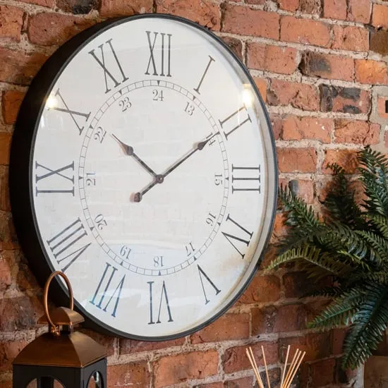 Zamia Large Station Wall Clock - White, Wood